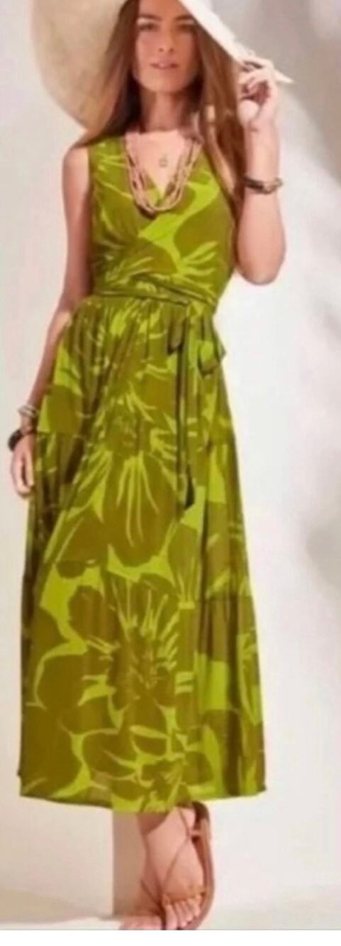 Cabi Green Tie Front Dress Size M